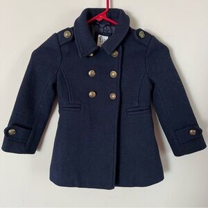 GAP Kids Navy Peacoat Gold Button Coat Classic Preppy Girls XS 4-5Y
